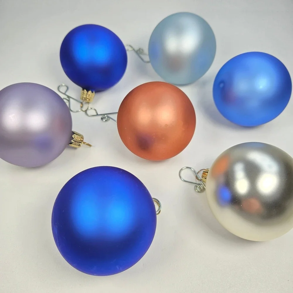 Vintage S & H Germany Kurt Adler Frosted Pearlized Christmas Ball Ornaments‎ Box